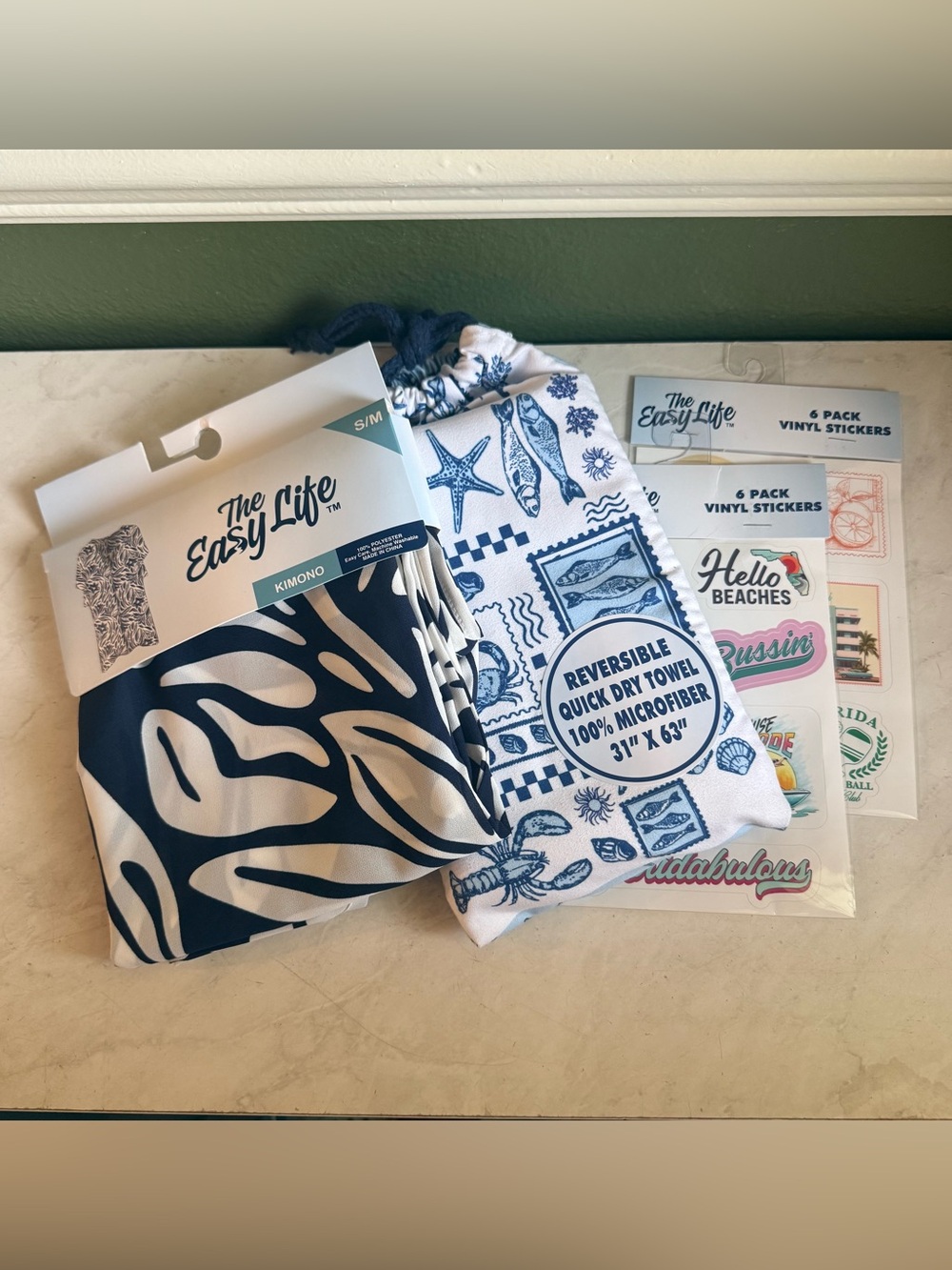 The Easy Life Reversible Quick-Dry Towel & Kimono Set with FL stickers